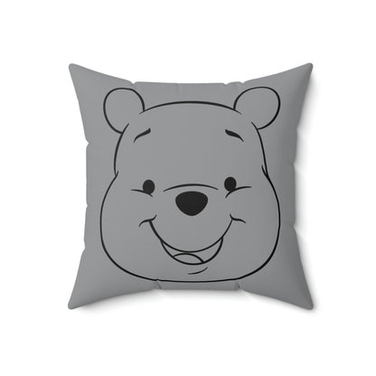 Spun Polyester Square Pillow Case “Pooh Line on Gray”