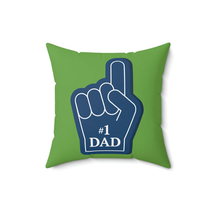 Spun Polyester Square Pillow Case "Number One Dad on Green”