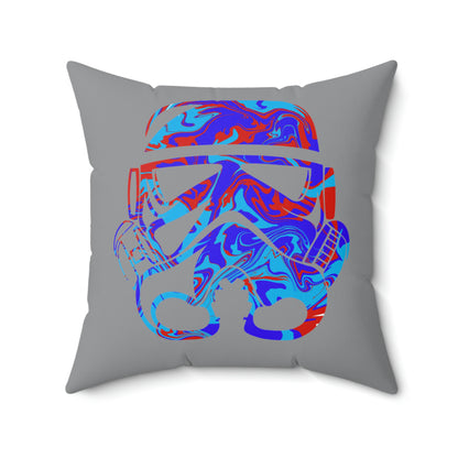 Spun Polyester Square Pillow Case ”Storm Trooper 1 on Gray”