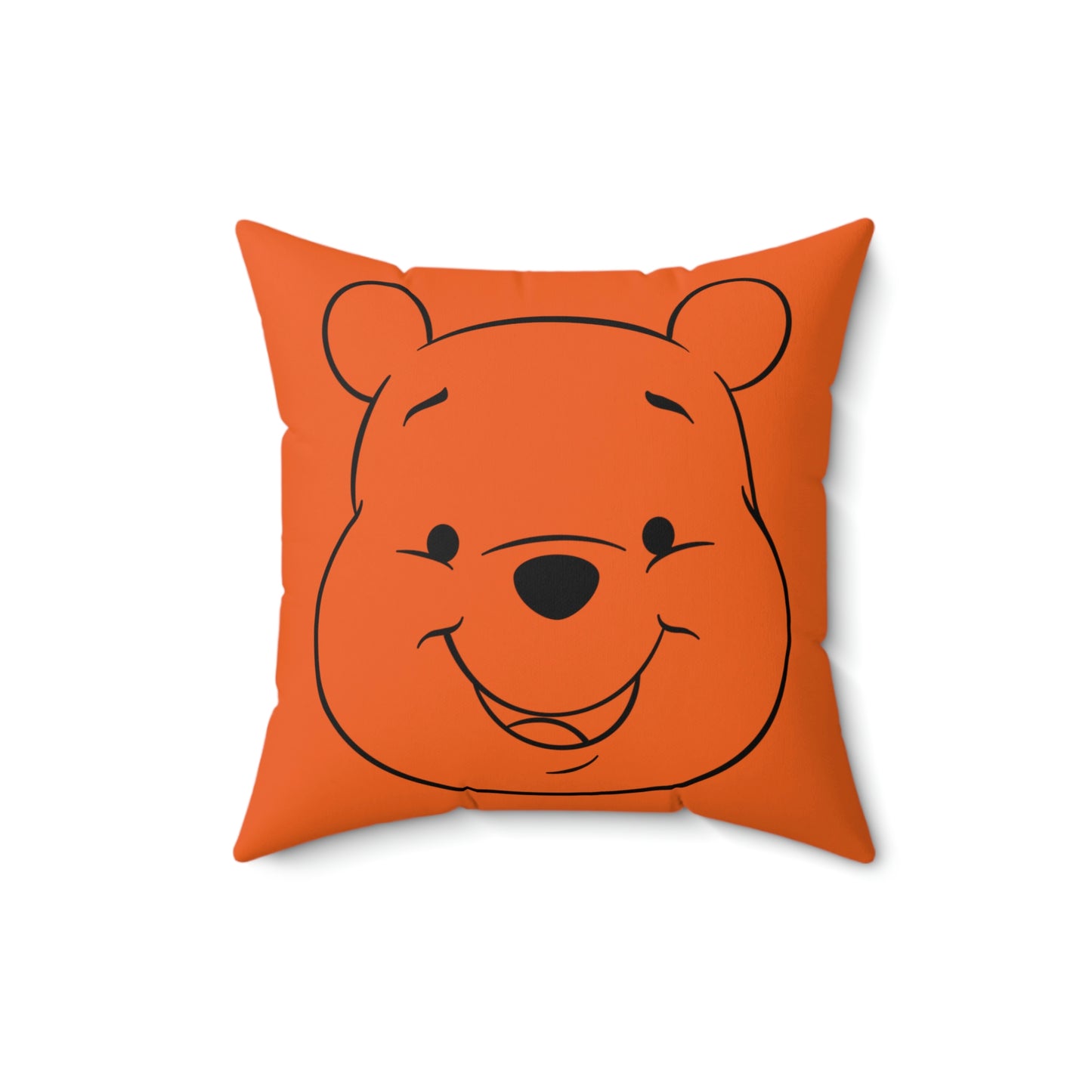 Spun Polyester Square Pillow Case “Pooh Line on Orange”