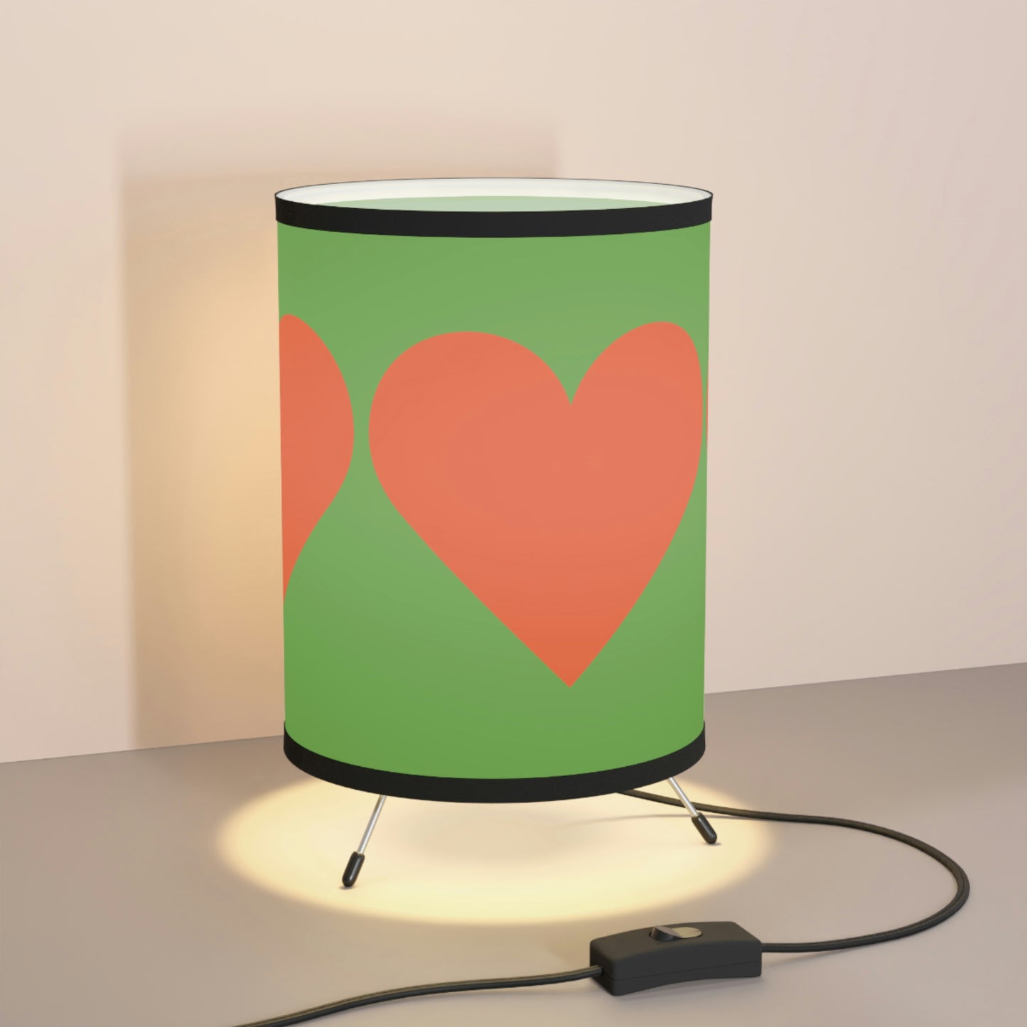 Tripod Lamp with High-Res Printed Shade, US\CA plug “Orange Heart”