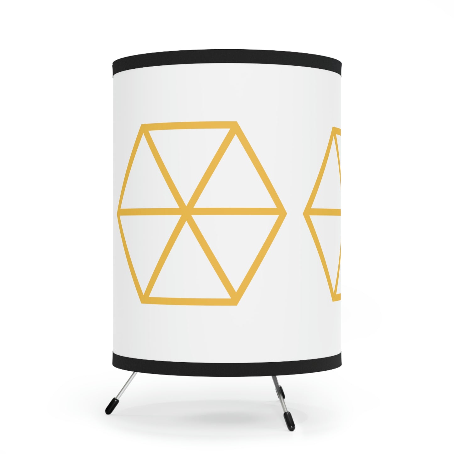 Tripod Lamp with High-Res Printed Shade, US\CA plug “Yellow Hexagon”