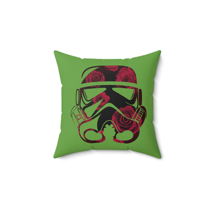 Spun Polyester Square Pillow Case ”Storm Trooper 15 on Green”