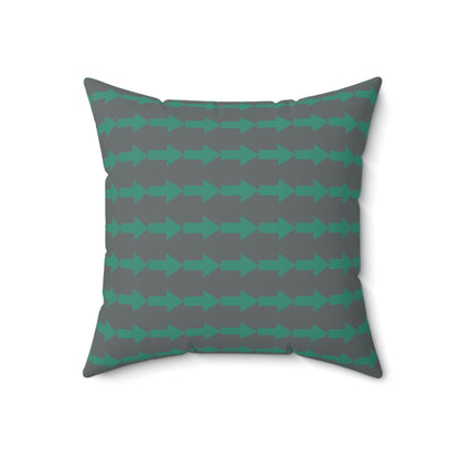 Spun Polyester Square Pillow Case "Green Arrow on Dark Gray”