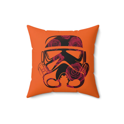 Spun Polyester Square Pillow Case ”Storm Trooper 15 on Orange”