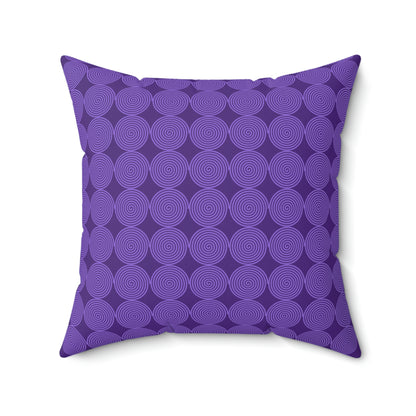 Spun Polyester Square Pillow Case ”Purple Spiral on Purple”