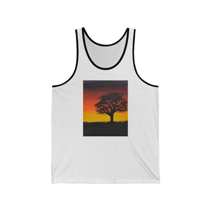 Unisex Jersey Tank “Shadow Tree Sunset”
