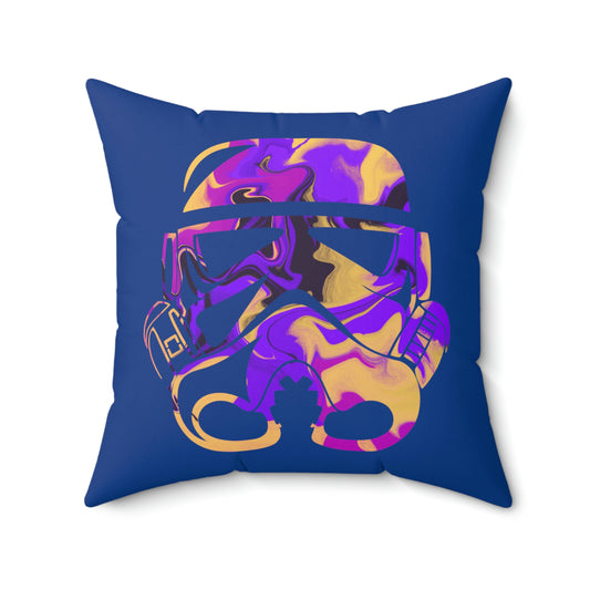 Spun Polyester Square Pillow Case ”Storm Trooper 14 on Dark Blue”