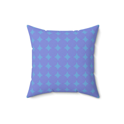 Spun Polyester Square Pillow Case ”Purple Spiral on Light Blue”
