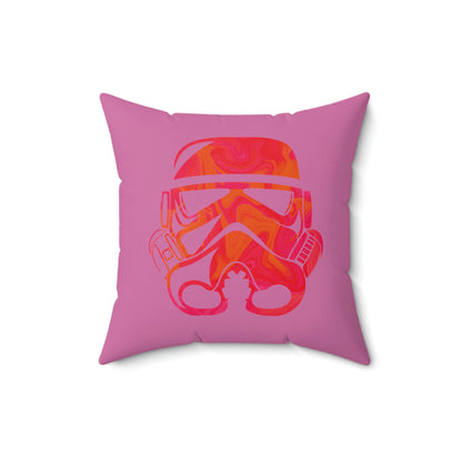 Spun Polyester Square Pillow Case ”Storm Trooper 9 on Light Pink”