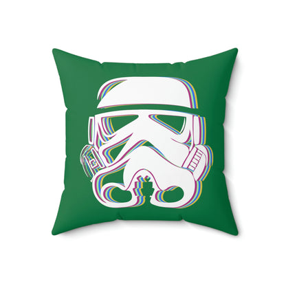 Spun Polyester Square Pillow Case ”Storm Trooper 16 on Dark Green”