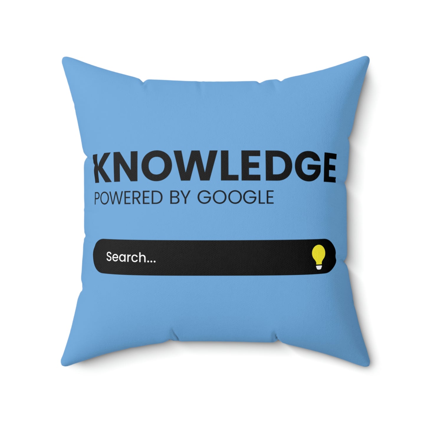 Spun Polyester Square Pillow Case “Knowledge Powered by Google on Light Blue”