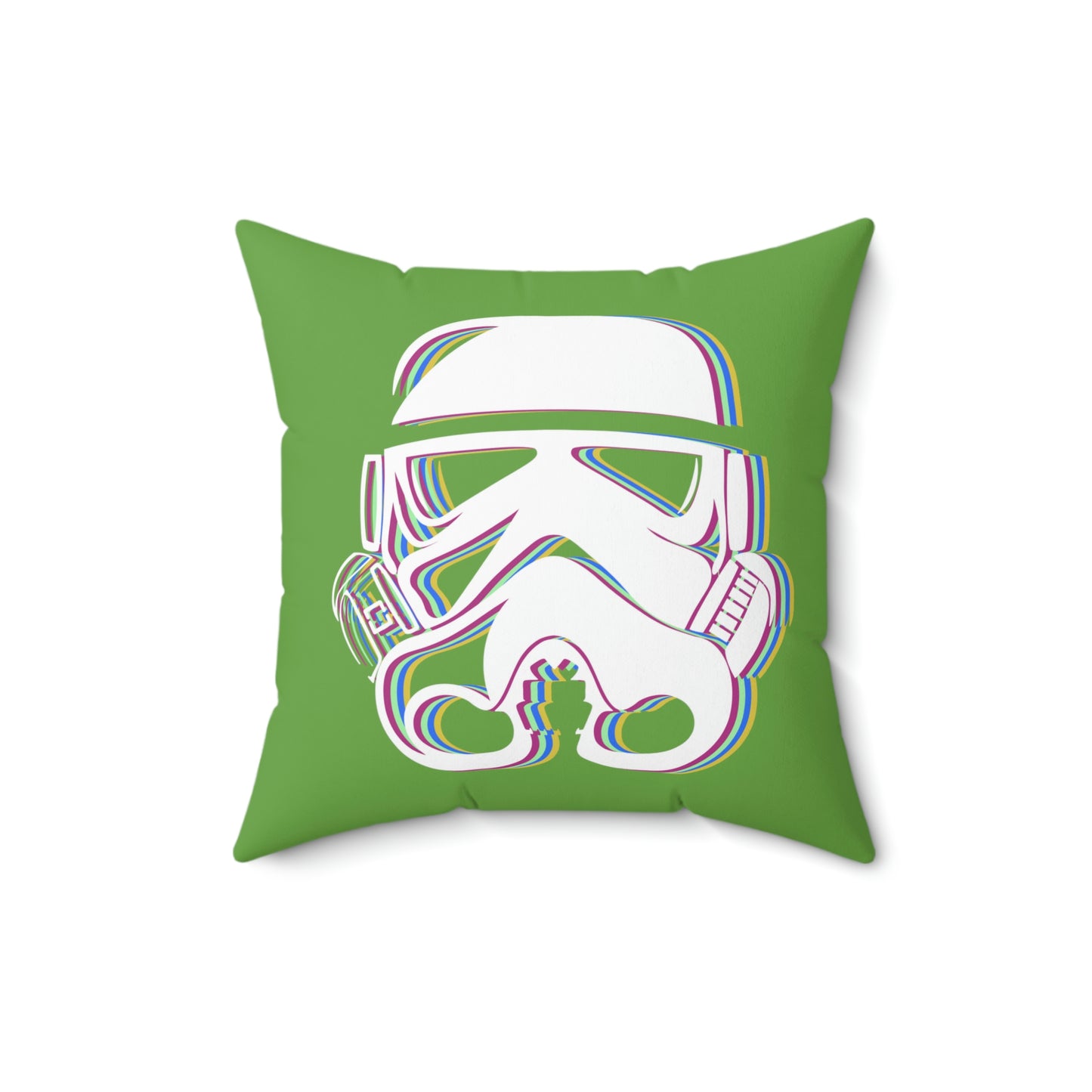 Spun Polyester Square Pillow Case ”Storm Trooper 16 on Green”