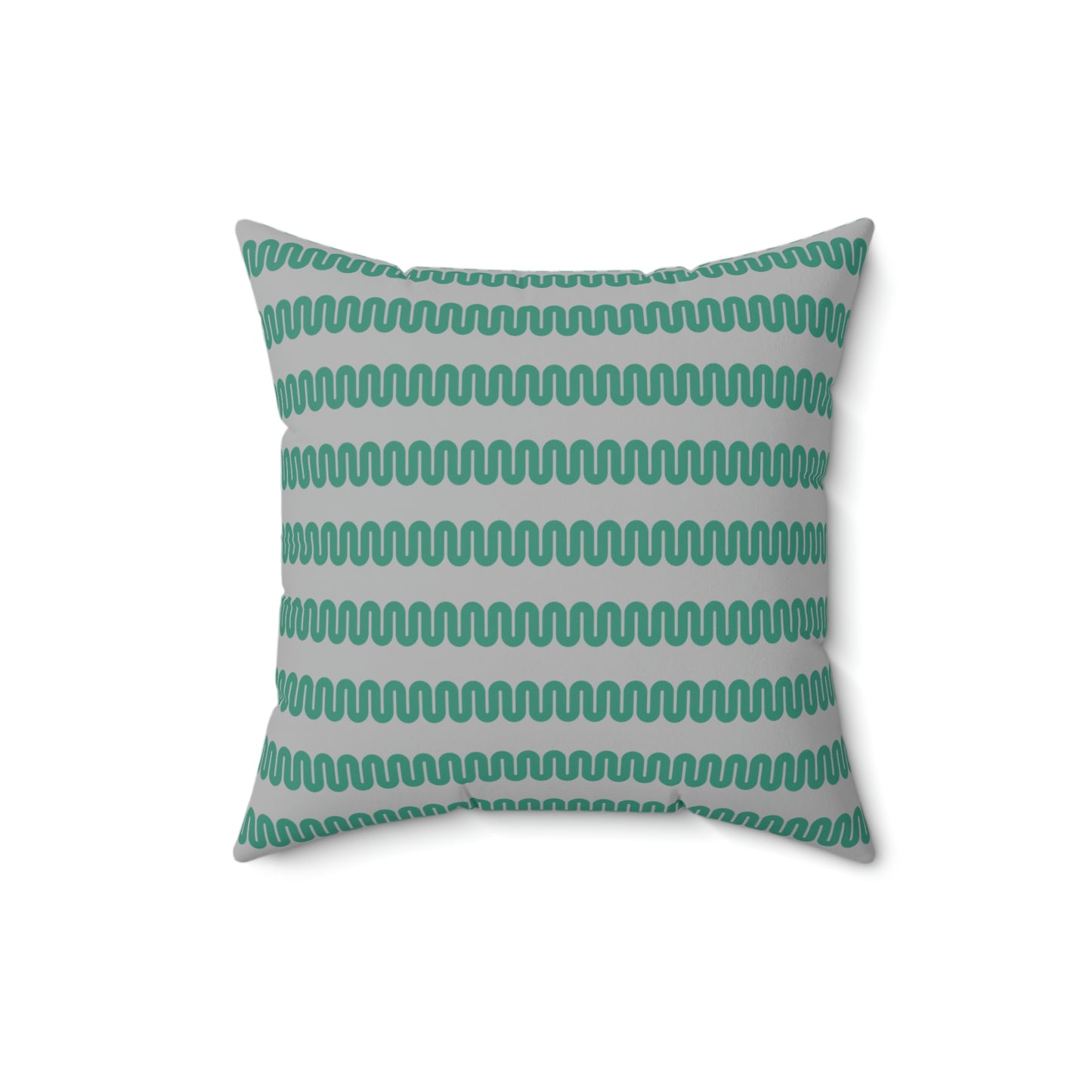 Spun Polyester Square Pillow Case “Snake Line on Light Gray”