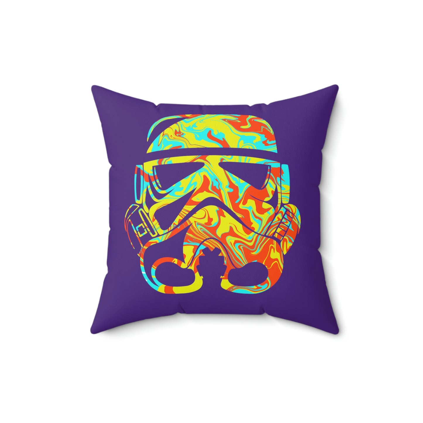 Spun Polyester Square Pillow Case ”Storm Trooper 2 on Purple”