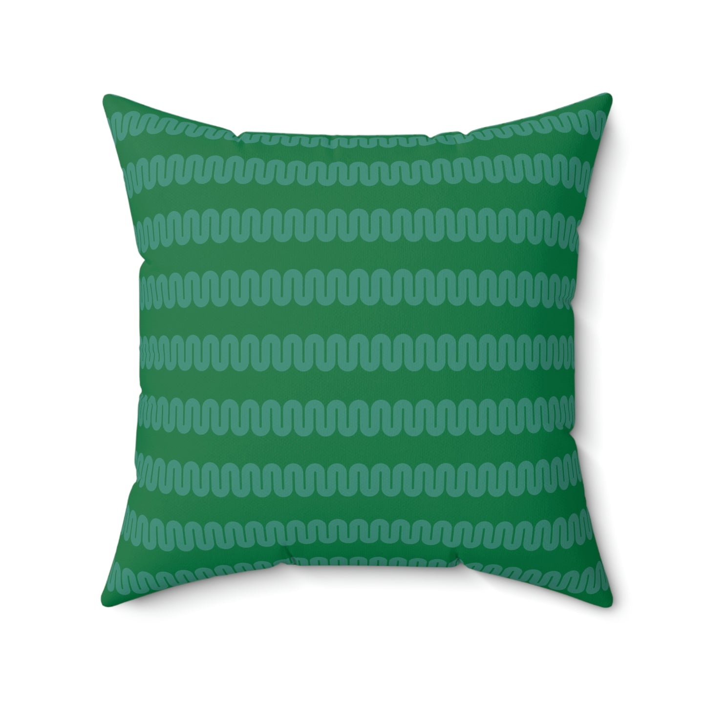 Spun Polyester Square Pillow Case “Snake Line on Dark Green”