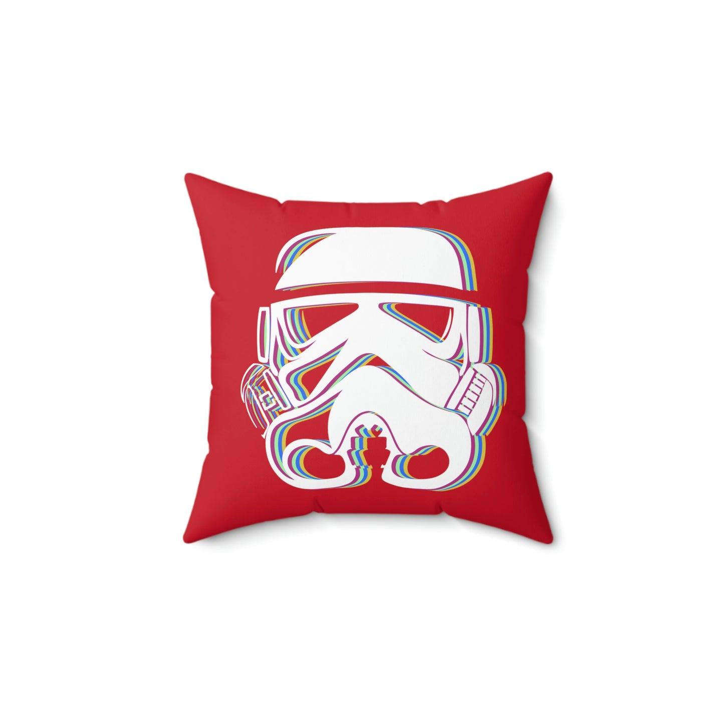 Spun Polyester Square Pillow Case ”Storm Trooper 16 on Dark Red”