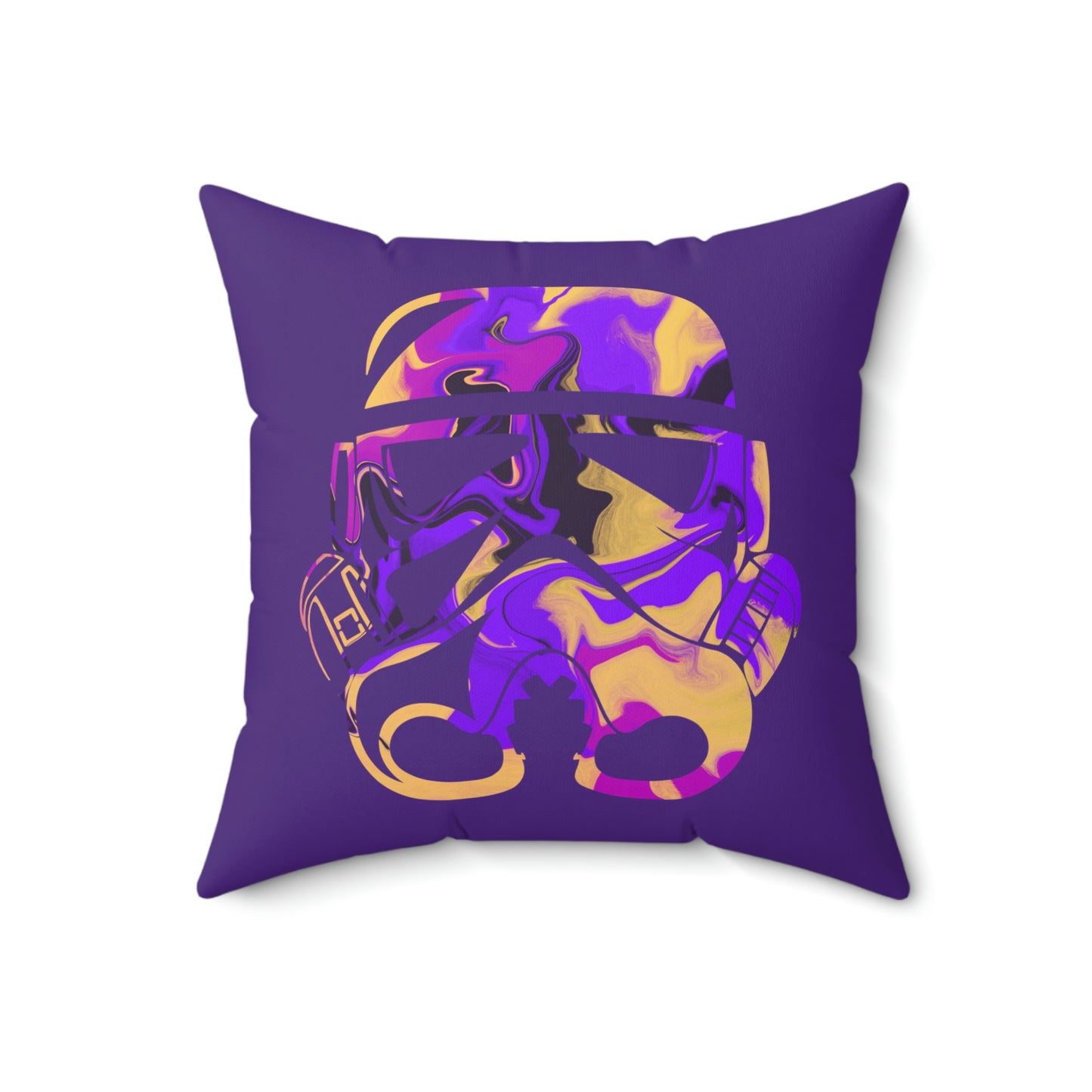 Spun Polyester Square Pillow Case ”Storm Trooper 14 on Purple”