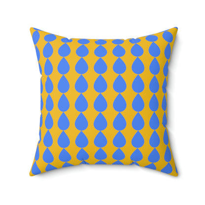 Spun Polyester Square Pillow Case ”Water Drop on Yellow”