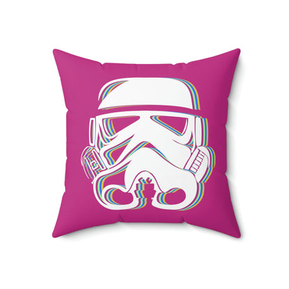 Spun Polyester Square Pillow Case ”Storm Trooper 16 on Pink”