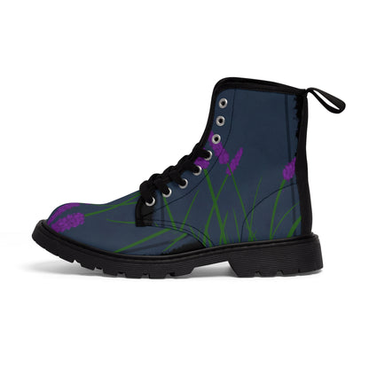 Women's Canvas Boots "Lavender Blooms at Night"