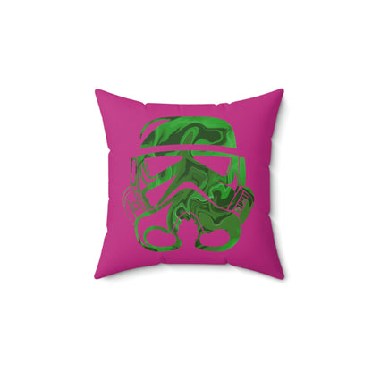 Spun Polyester Square Pillow Case ”Storm Trooper 5 on Pink”