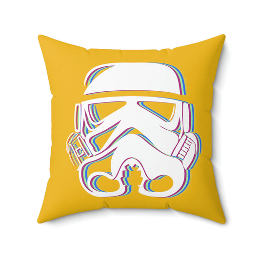 Spun Polyester Square Pillow Case ”Storm Trooper 16 on Yellow”