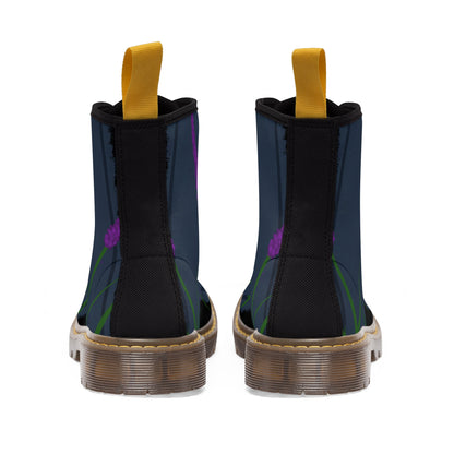 Women's Canvas Boots "Lavender Blooms at Night"