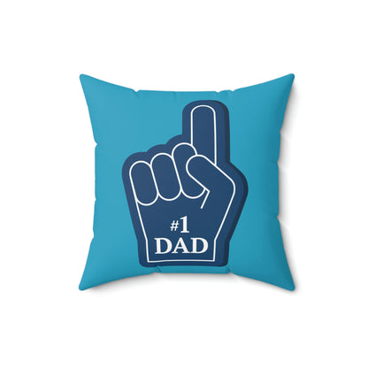 Spun Polyester Square Pillow Case "Number One Dad on Turquoise”