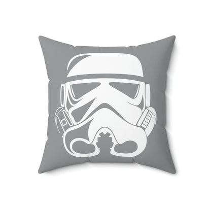 Spun Polyester Square Pillow Case “Storm Trooper White on Gray”