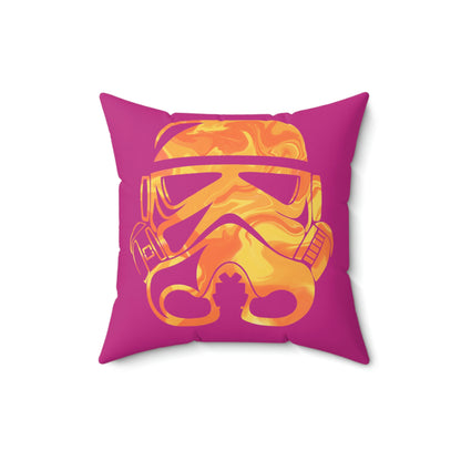 Spun Polyester Square Pillow Case ”Storm Trooper 3 on Pink”