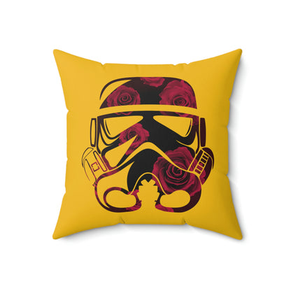 Spun Polyester Square Pillow Case ”Storm Trooper 15 on Yellow”