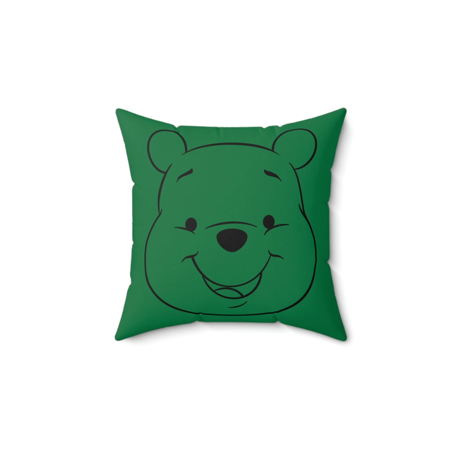 Spun Polyester Square Pillow Case “Pooh Line on Dark Green”