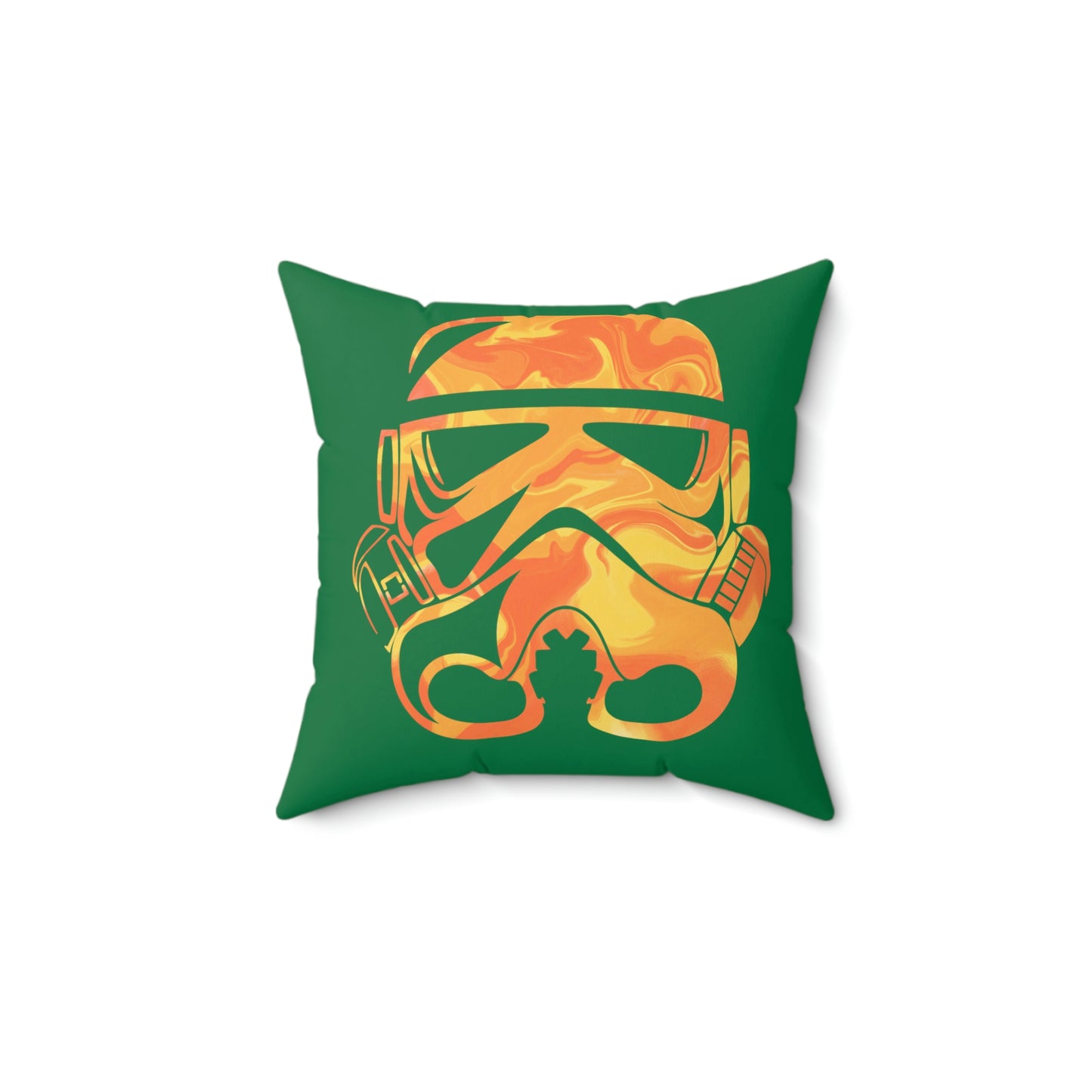Spun Polyester Square Pillow Case ”Storm Trooper 3 on Dark Green”