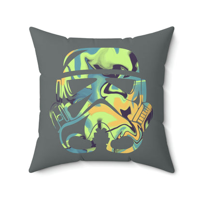 Spun Polyester Square Pillow Case ”Storm Trooper 13 on Dark Gray”