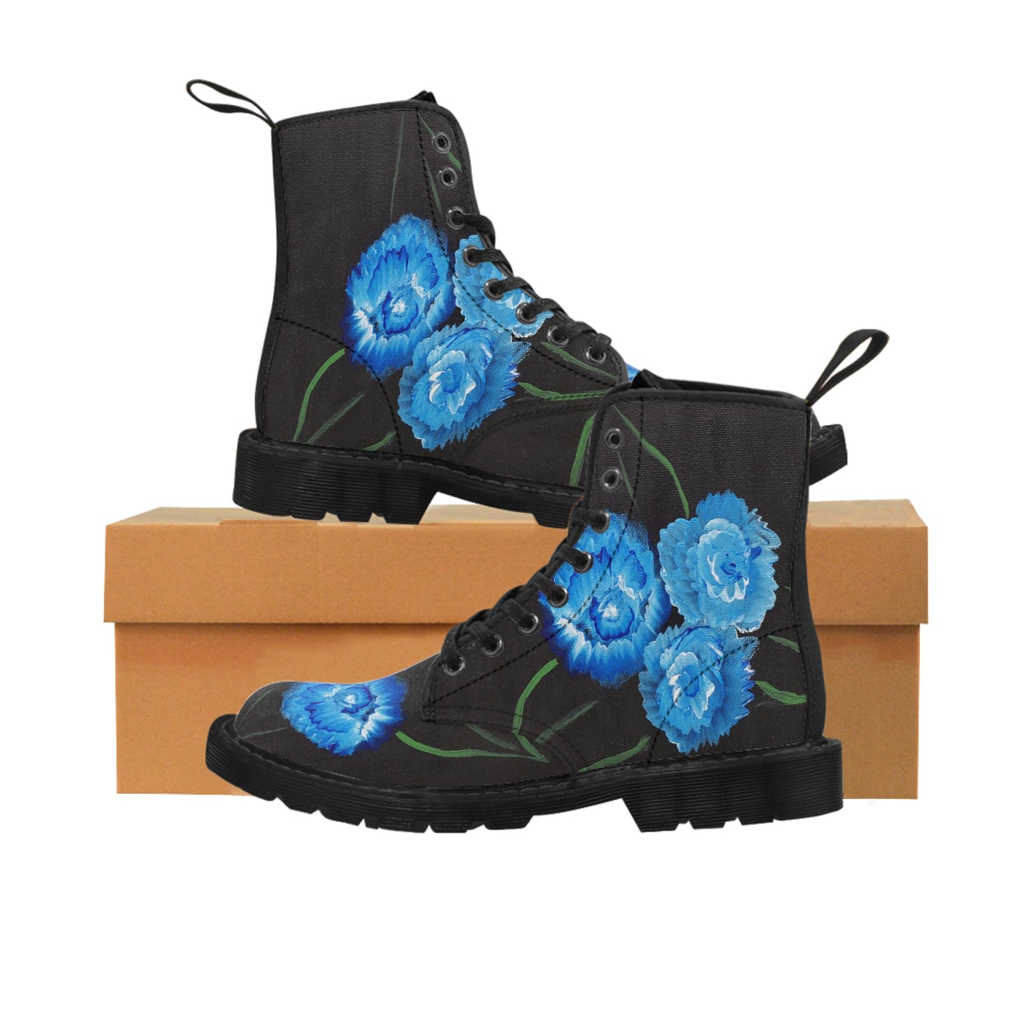 Men's Canvas Boots  "Blue Carnations"