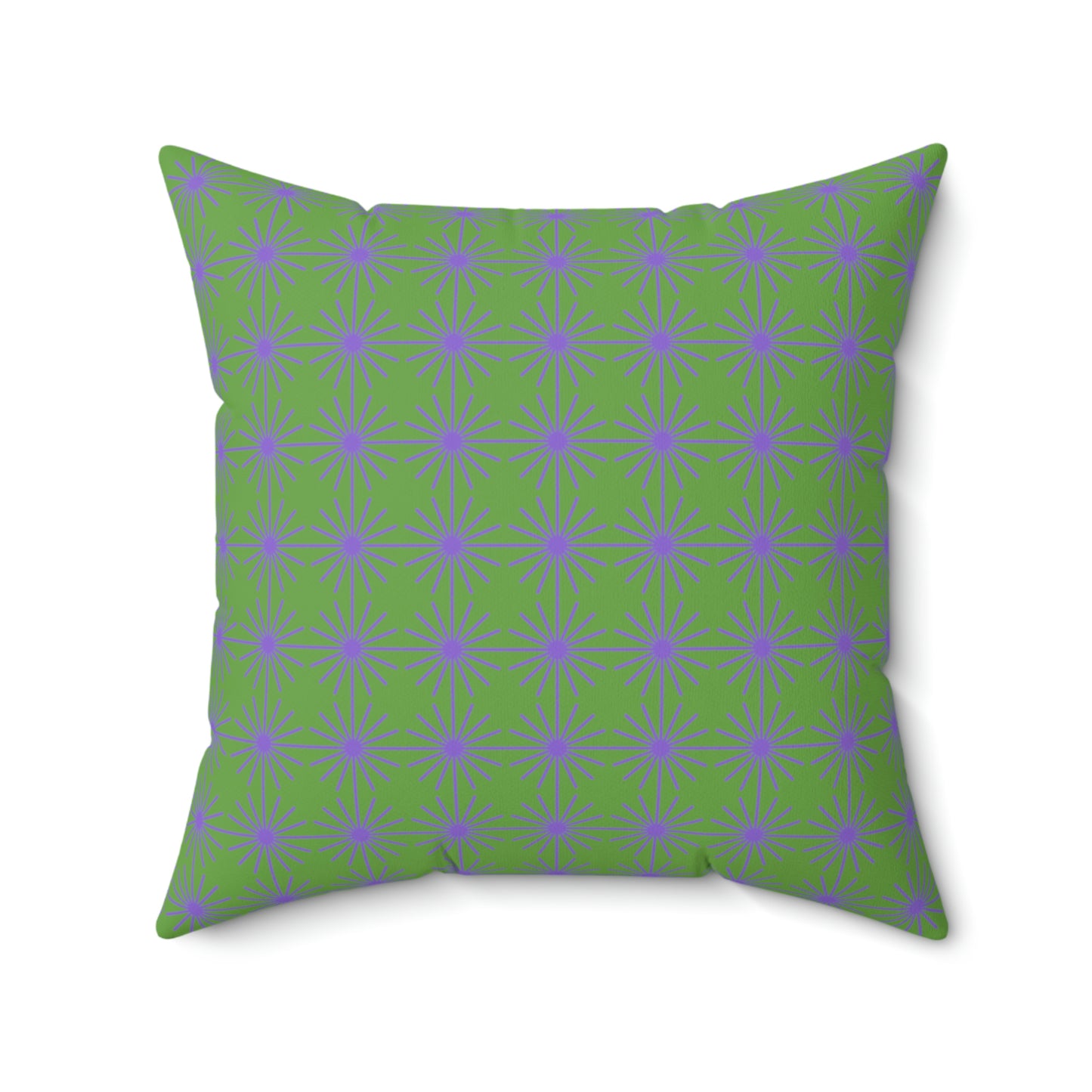 Spun Polyester Square Pillow Case “Purple Flower on Green”
