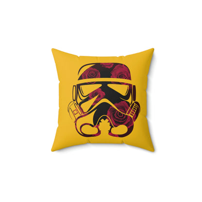 Spun Polyester Square Pillow Case ”Storm Trooper 15 on Yellow”