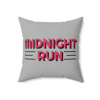 Spun Polyester Square Pillow Case "Midnight Run on Light Gray”