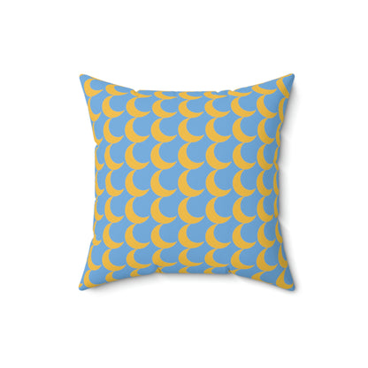 Spun Polyester Square Pillow Case “Crescent Moon on Light Blue”