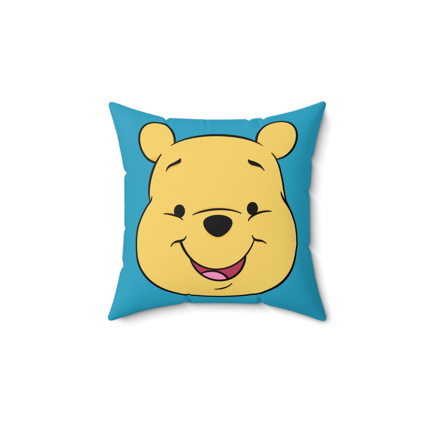 Spun Polyester Square Pillow Case “Pooh on Turquoise”