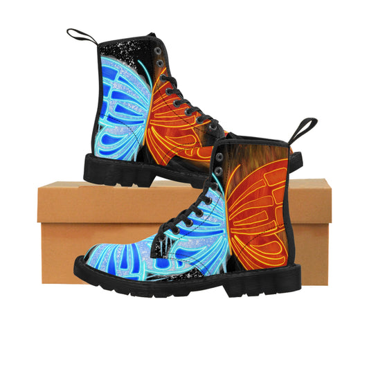 Women's Canvas Boots "Fire and Ice Butterfly"