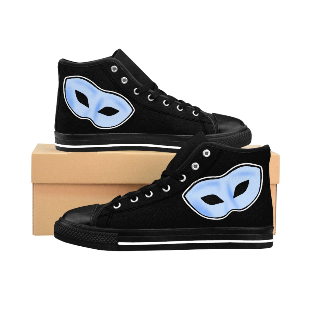 Women's High-top Sneakers  "White Mask on Black"