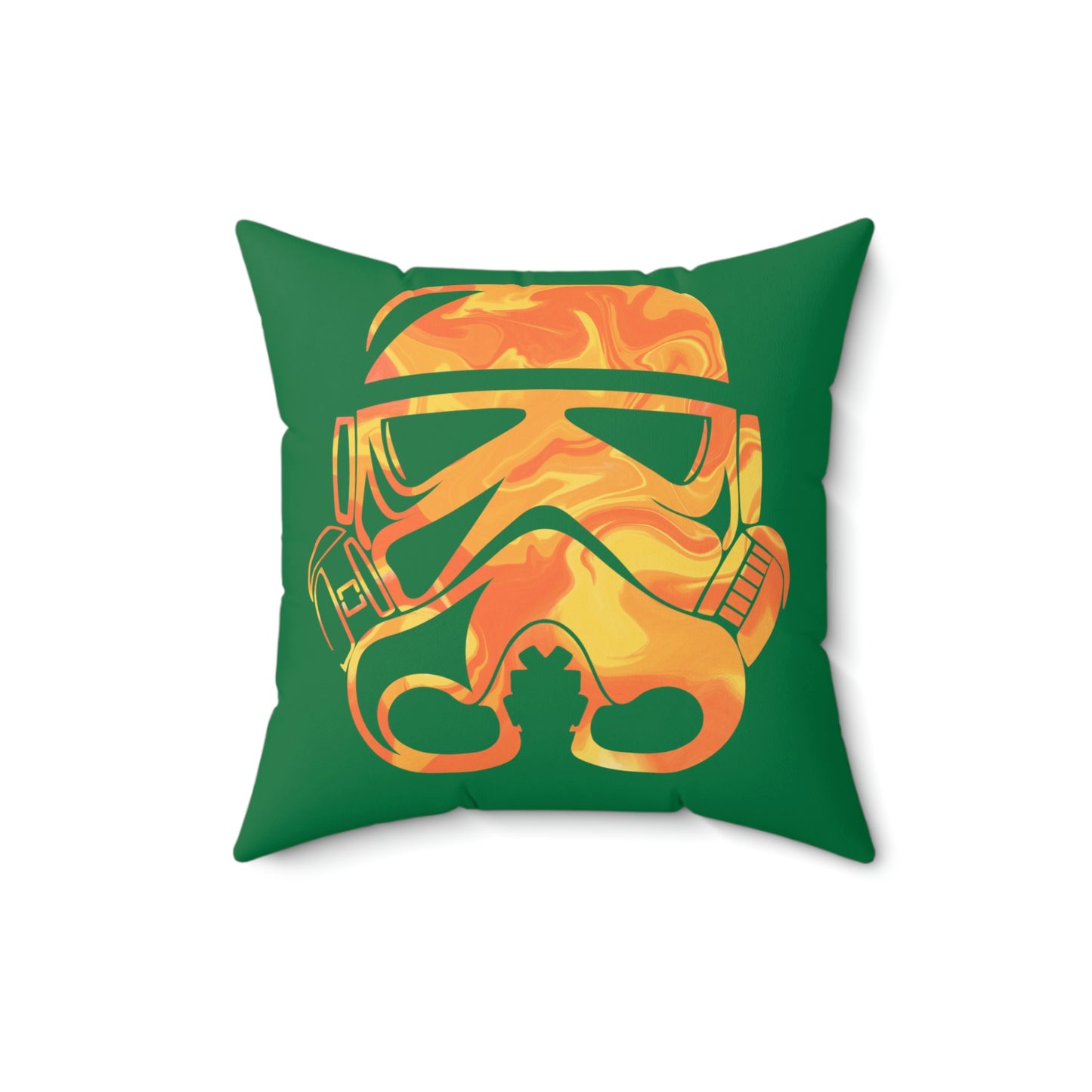Spun Polyester Square Pillow Case ”Storm Trooper 3 on Dark Green”