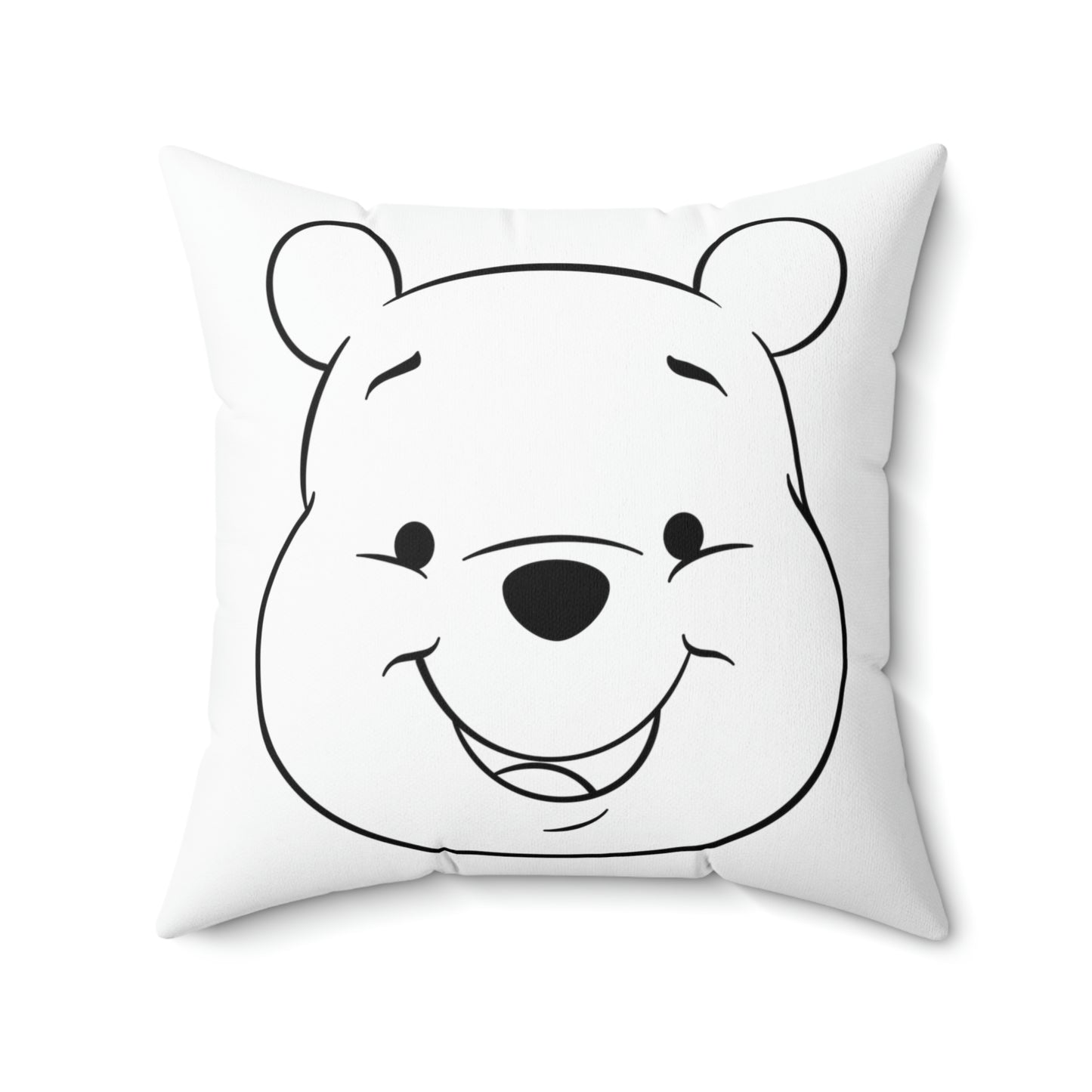 Spun Polyester Square Pillow Case “Pooh Line on White”