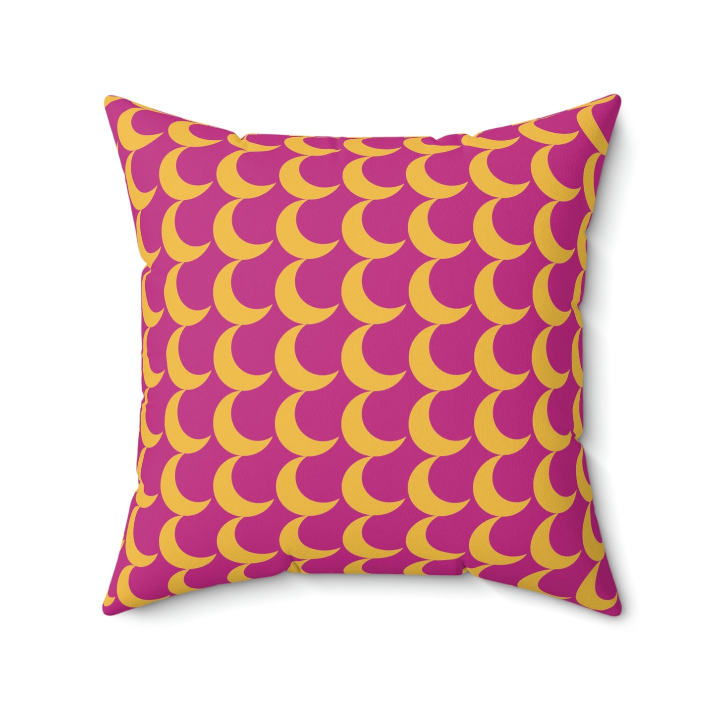 Spun Polyester Square Pillow Case “Crescent Moon on Pink”