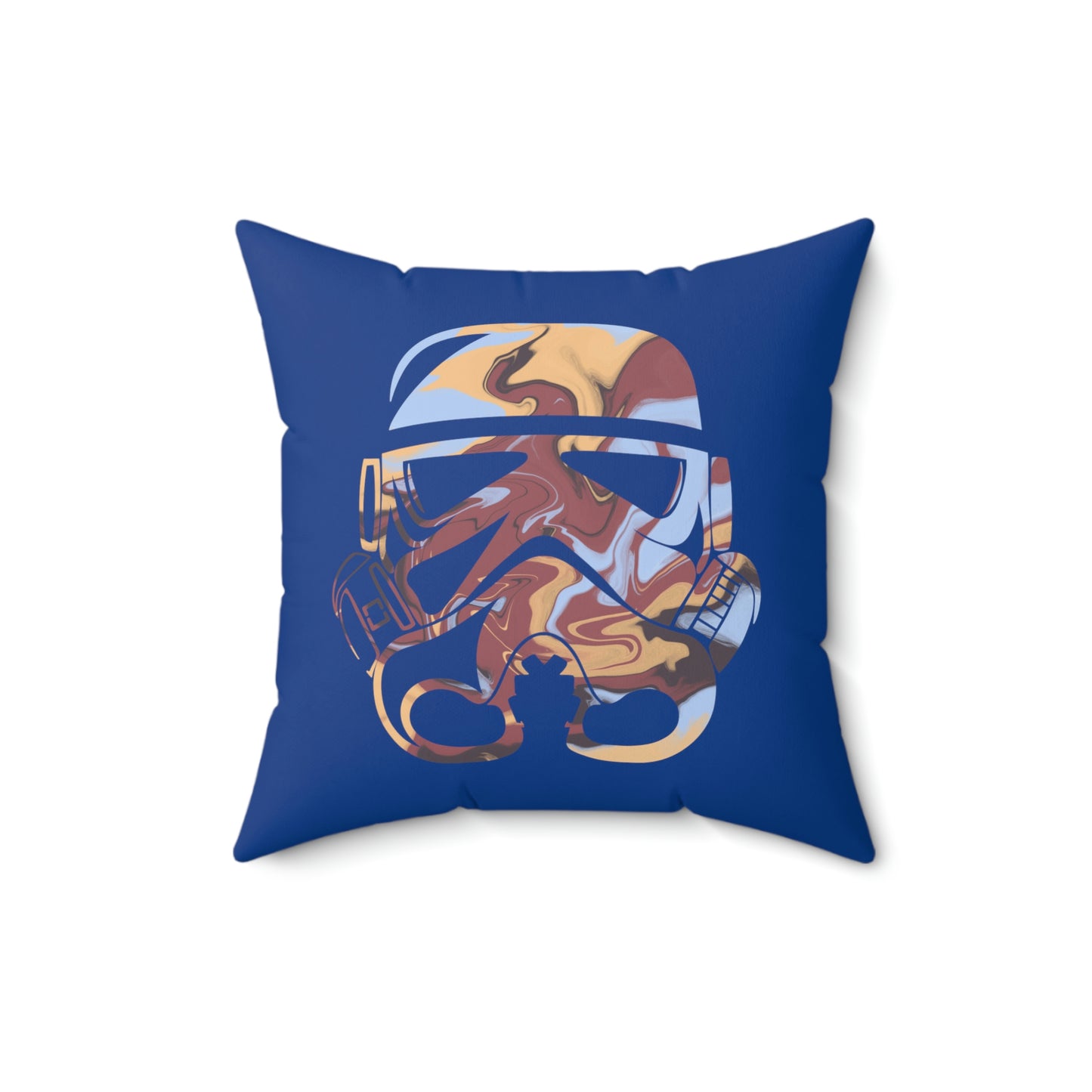 Spun Polyester Square Pillow Case ”Storm Trooper 11 on Dark Blue”
