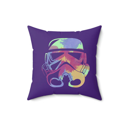 Spun Polyester Square Pillow Case ”Storm Trooper 6 on Purple”