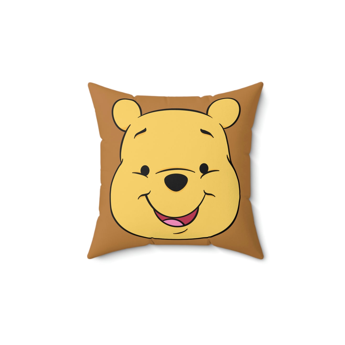 Spun Polyester Square Pillow Case “Pooh on Light Brown”