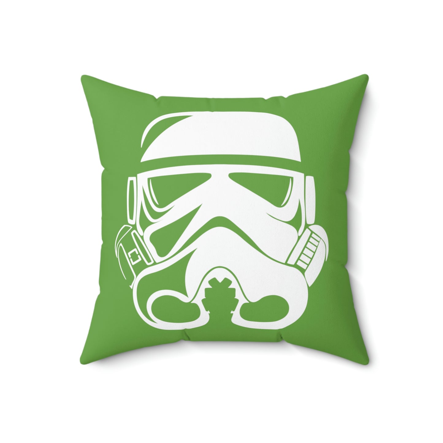 Spun Polyester Square Pillow Case “Storm Trooper White on Green”